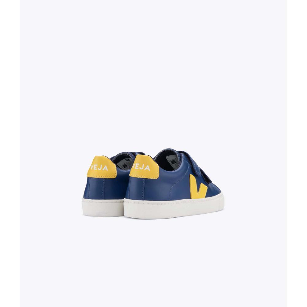 Veja ESPLAR LEATHER Sneakers Kinderen Navy/Yellow | NL 813YXF